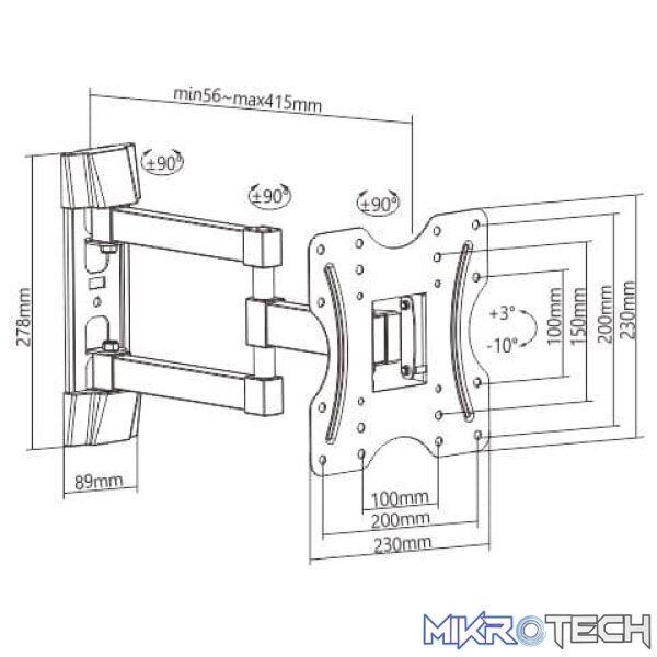 Cattex Bracket 23" - 42" Wall Mount Full Motion 30Kg - Components - Image 2